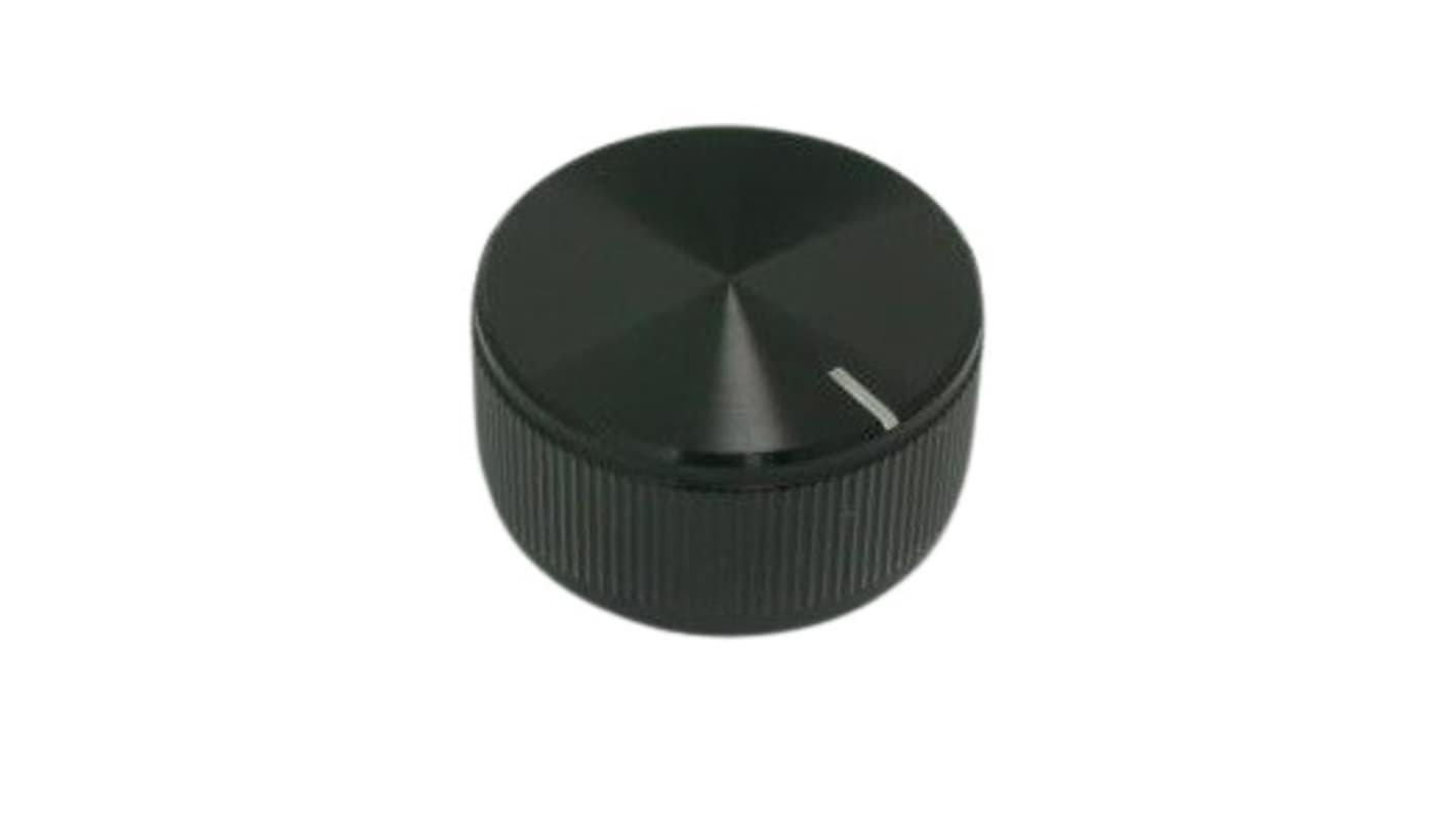 RS PRO 32mm Black Potentiometer Knob for 6.4mm Shaft