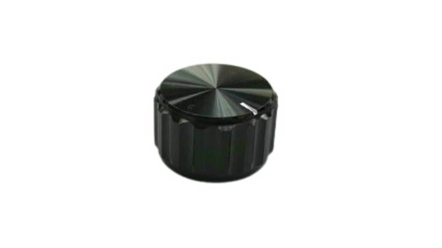 RS PRO 25mm Black Potentiometer Knob for 6.4mm Shaft