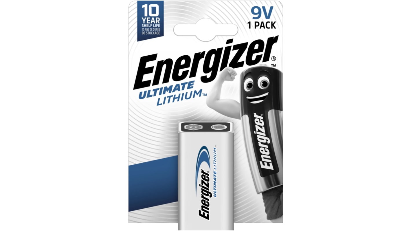 Energizer 9 V batterier Energizer Ultimate Lithium Litium-mangandioxid Snap Terminal L522