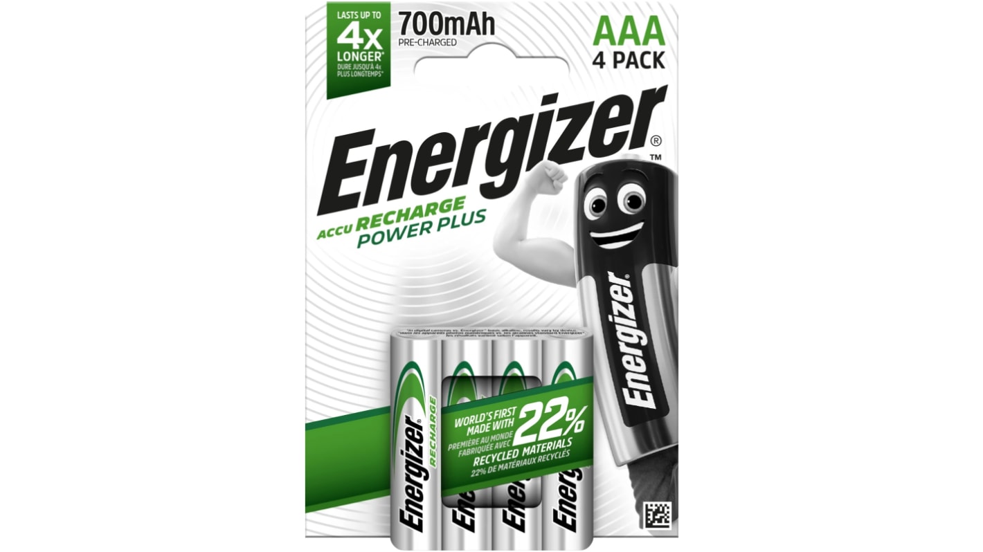 Batteria AAA ricaricabile Energizer, 1.2V, 700mAh, NiMH, terminale Piatta