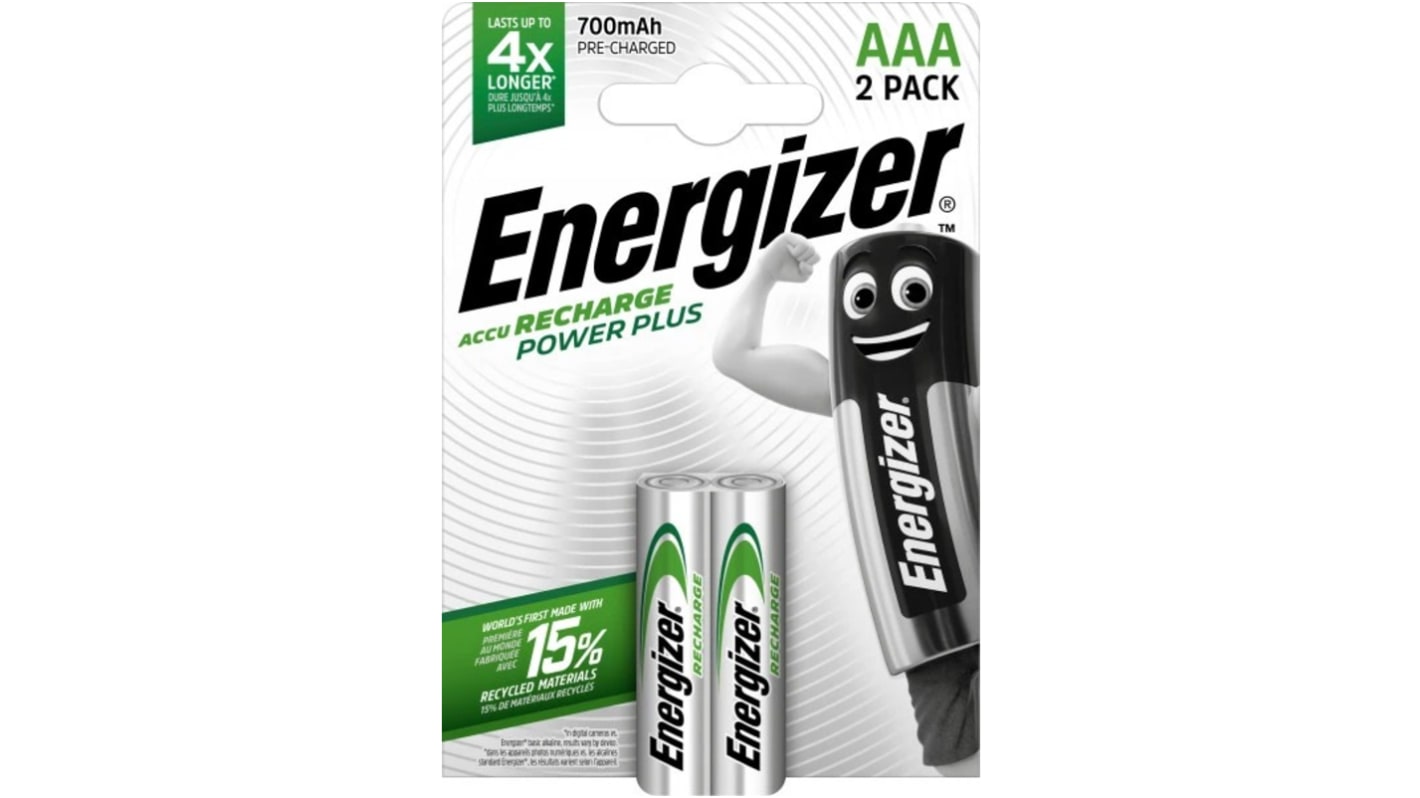 Energizer NiMH Rechargeable AAA Battery, 700mAh, 1.2V