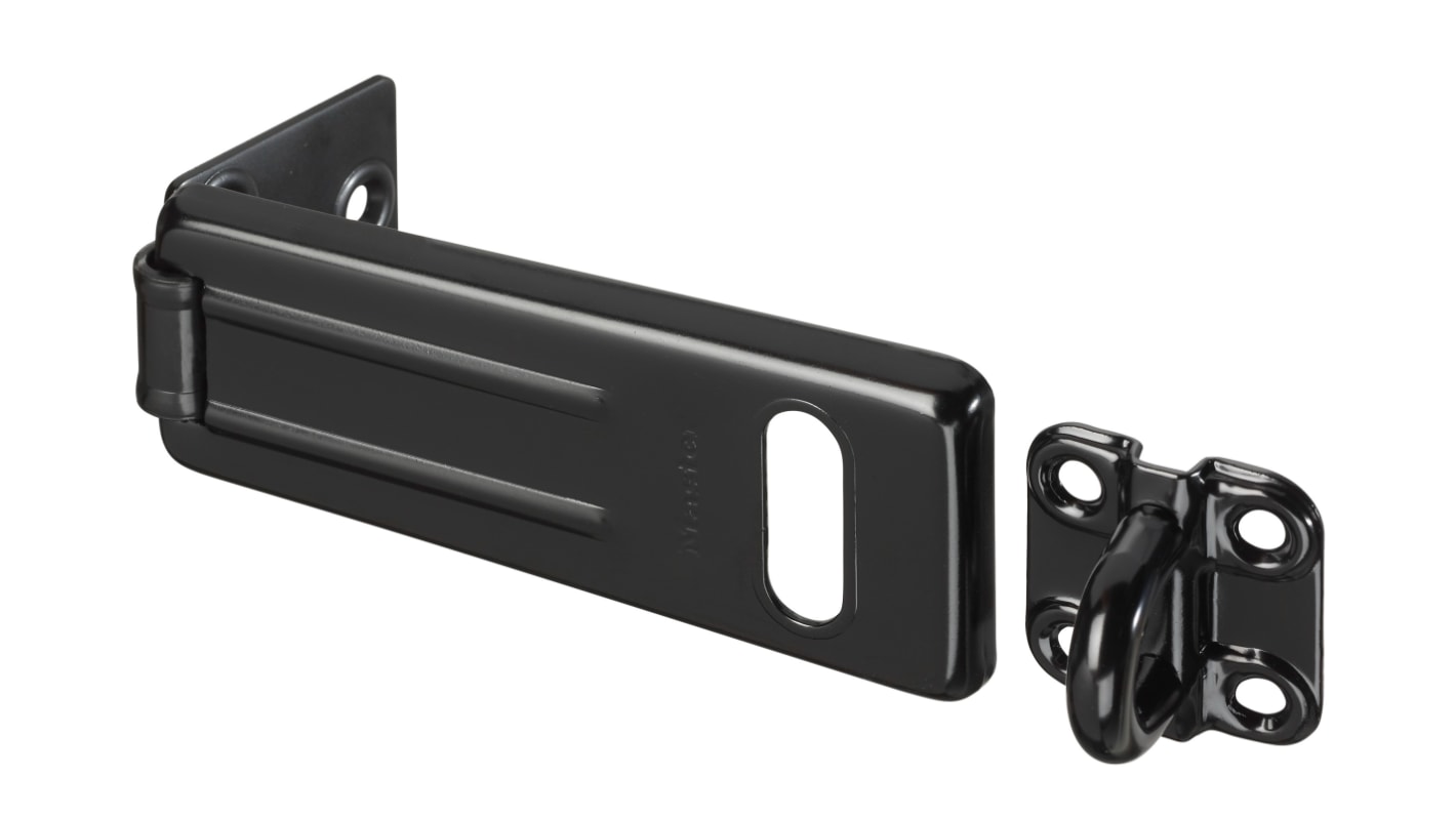 Master Lock 锻钢锁扣, 卡钉孔直径13mm, 尺寸110mm, 黑色漆表面