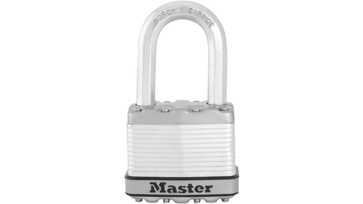 Master Lock Padlock Weatherproof Laminated Steel Padlock, 9mm Shackle, 30mm Body