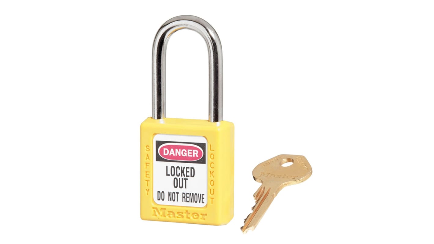 Master Lock Halter Typ Sicherheits-Vorhängeschlösser, 1-fach Verriegelung, Gelb