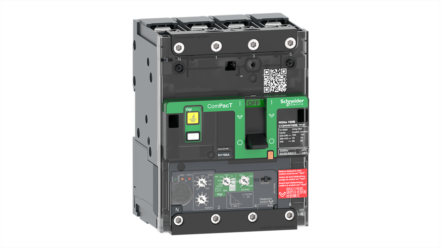 Schneider Electric, ComPacT new generation Circuit breaker 4P 100A, Breaking Capacity 25 kA, Fixed Mount