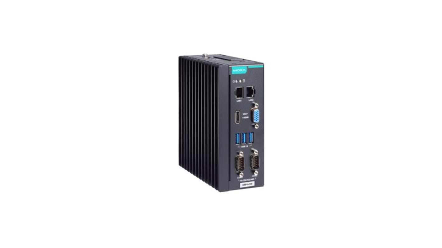 Computer industriale MOXA DRP-A100, Intel Atom 60 x 130 x 150 mm 2 GHz, RAM 8 GB, compatibile con Linux/Windows IP20