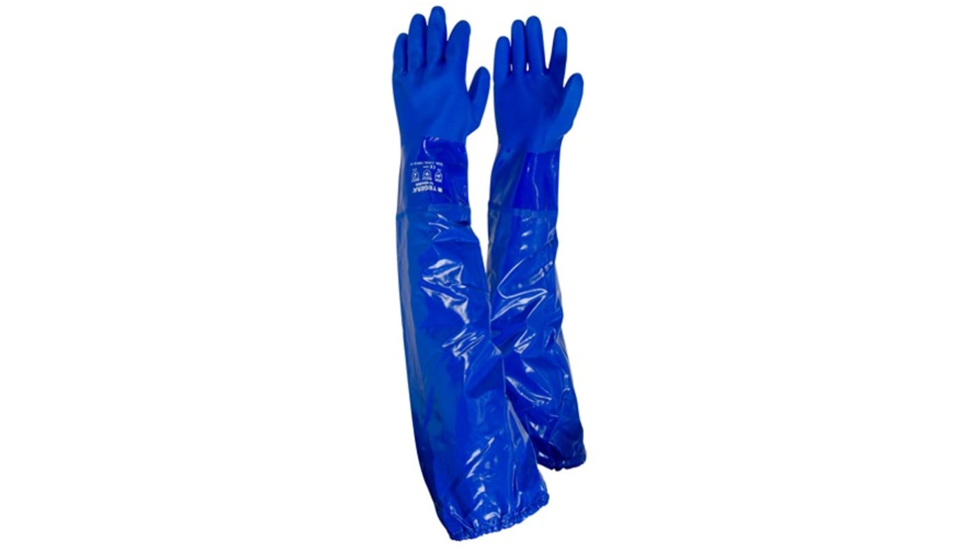 Tegera TEGERA Blue Cotton Chemical Resistant Work Gloves, Size 9, PVC Coating