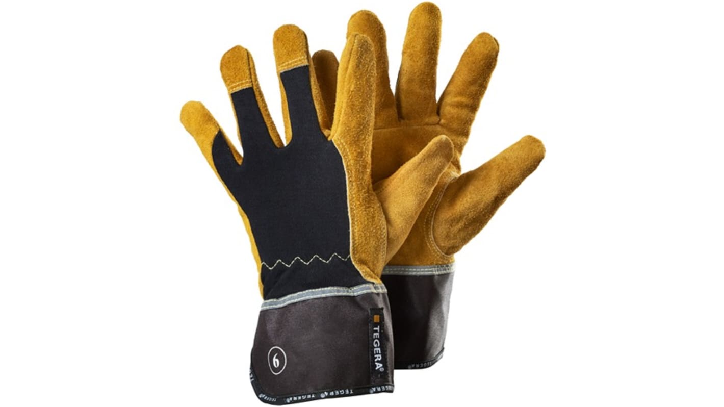 Guanti antitaglio Tegera TEGERA, Tg. 13, in Cotone, Kevlar, Cuoio, Lattice naturale, col. Nero, giallo