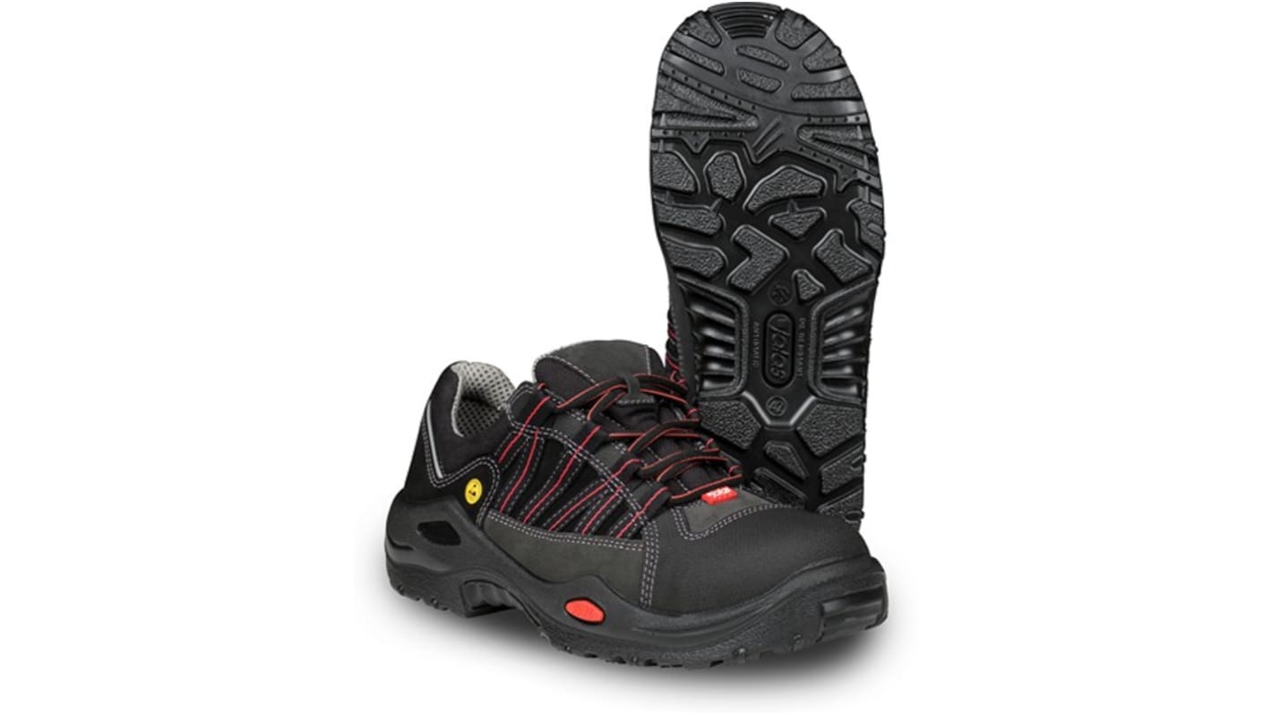 Jalas 1615 Unisex Black, Grey, Red Aluminium Toe Capped Safety Shoes, UK 8, EU 42