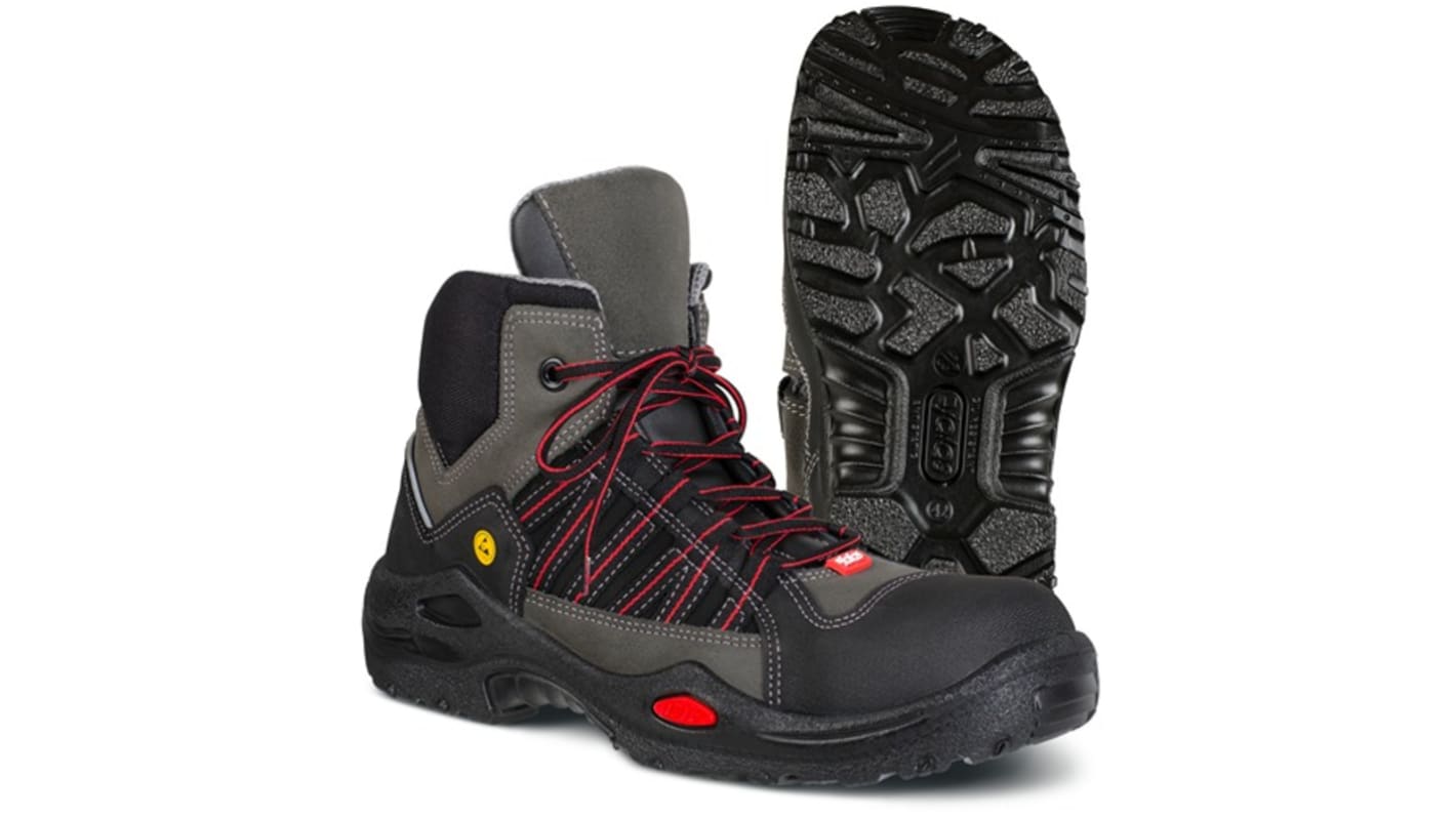 Jalas 1625 Unisex Sicherheitsschuhe Schwarz, Grau, Rot, mit Zehen-Schutzkappe Aluminium, Größe 40 / UK 6,5