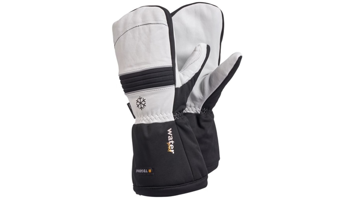 Tegera TEGERA Black, White Leather Cold Resistant Work Gloves, Size 9
