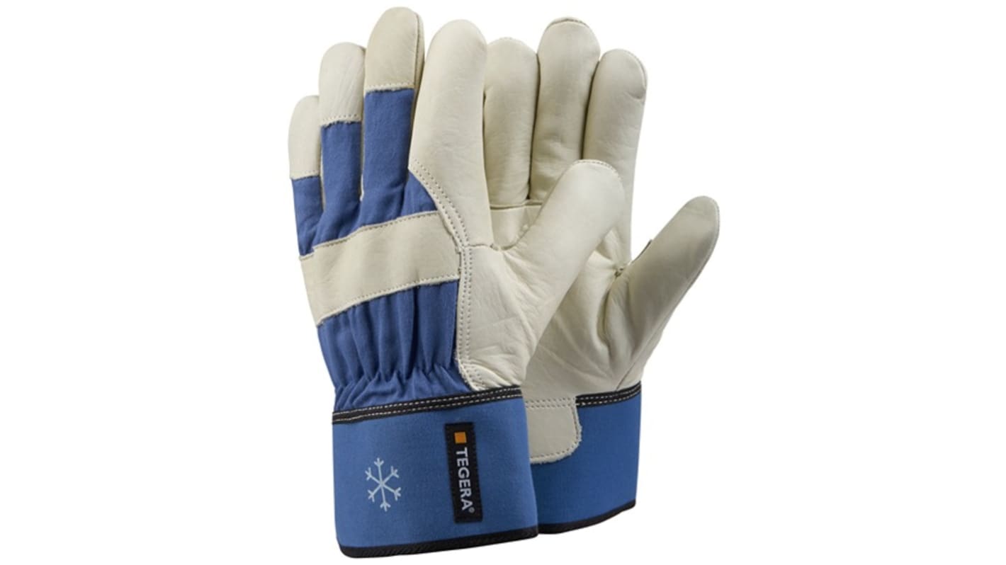 Tegera TEGERA Beige, Blue Leather Cold Resistant Work Gloves, Size 11