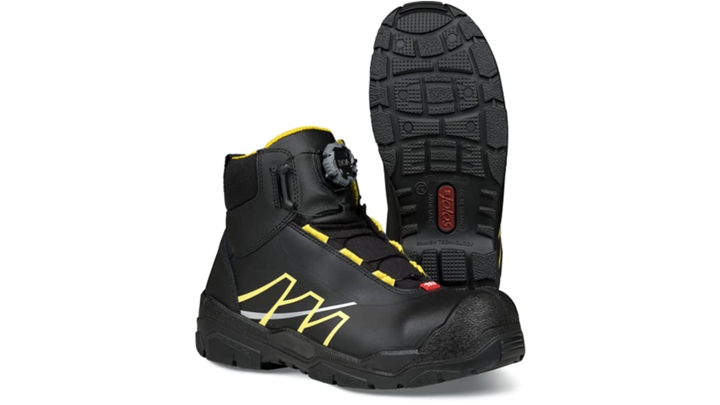 Jalas 1598 Unisex Black, Yellow Aluminium Toe Capped Safety Shoes, UK 14, EU 49