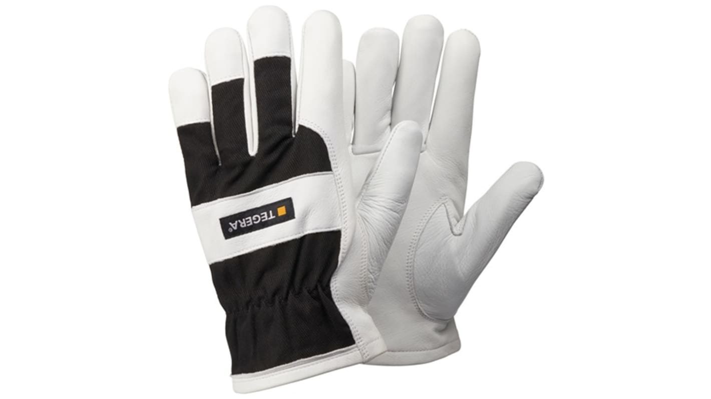 Tegera TEGERA Black, White Leather Dry Environment Work Gloves, Size 11
