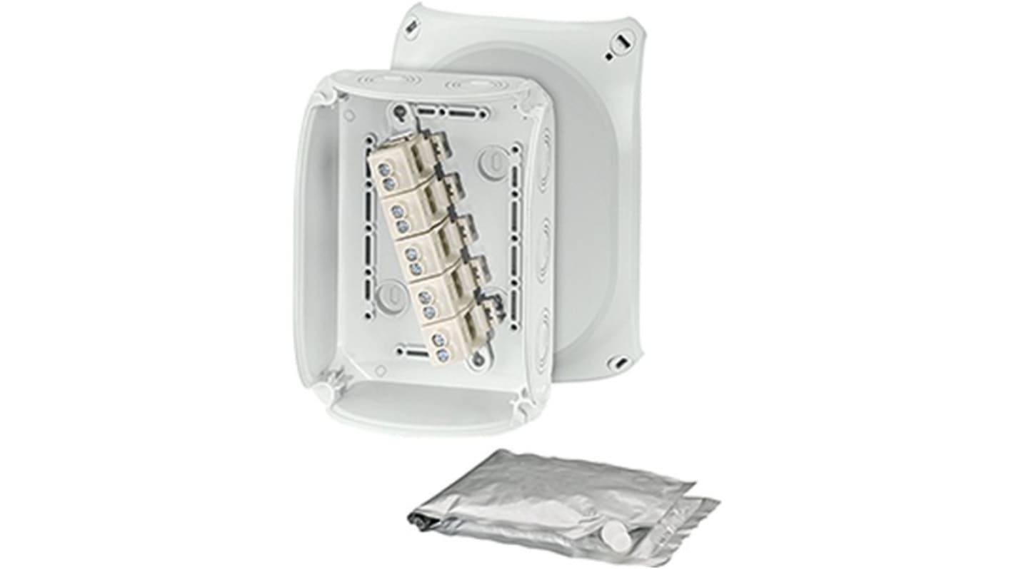 HENSEL WP Series Grey Polycarbonate Junction Box, IP68, 5 Terminals, 77 x 180 x 130mm