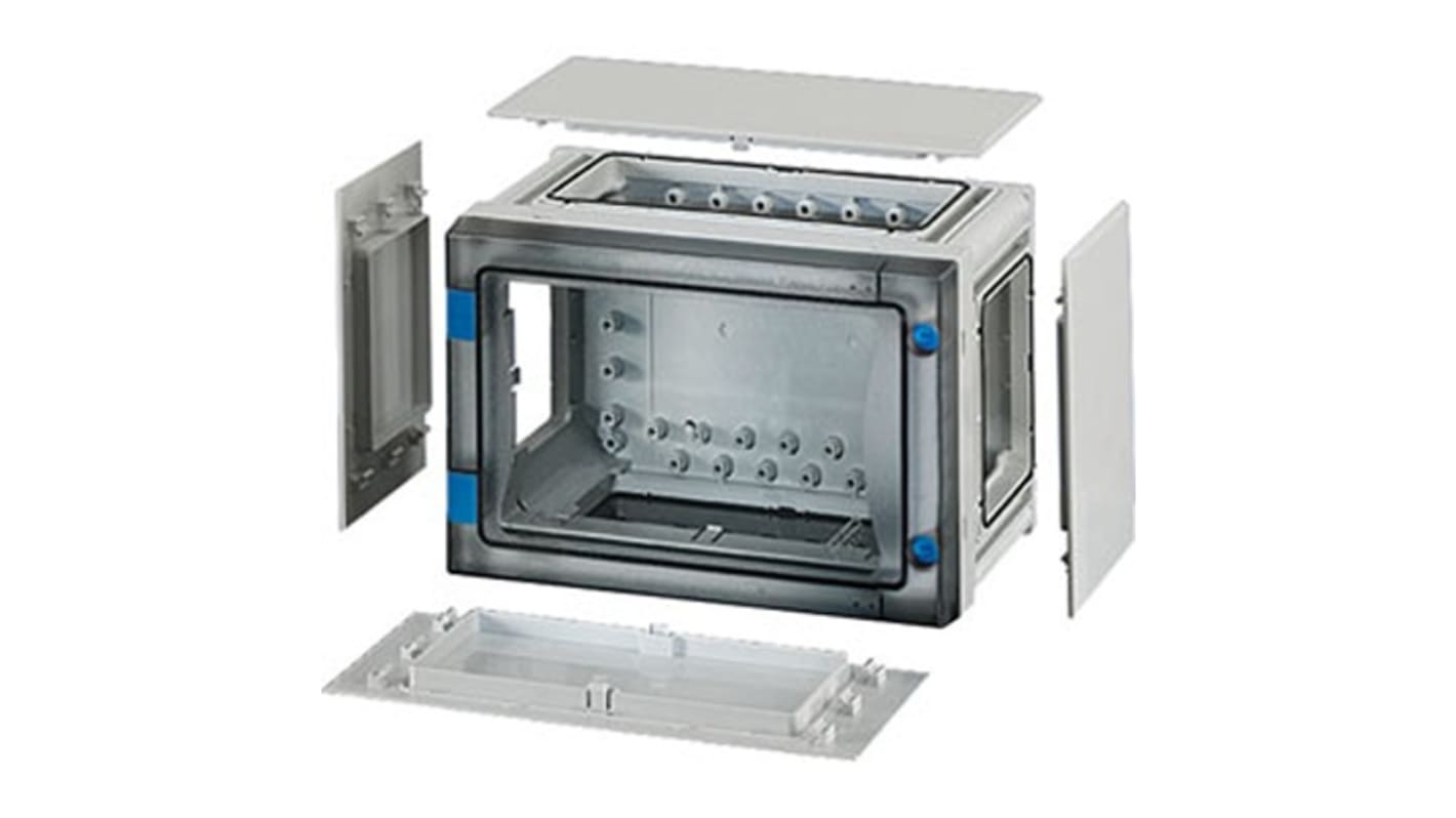 HENSEL FP Series Grey, Transparent Polycarbonate Junction Box, IP65, 163 x 276 x 186mm
