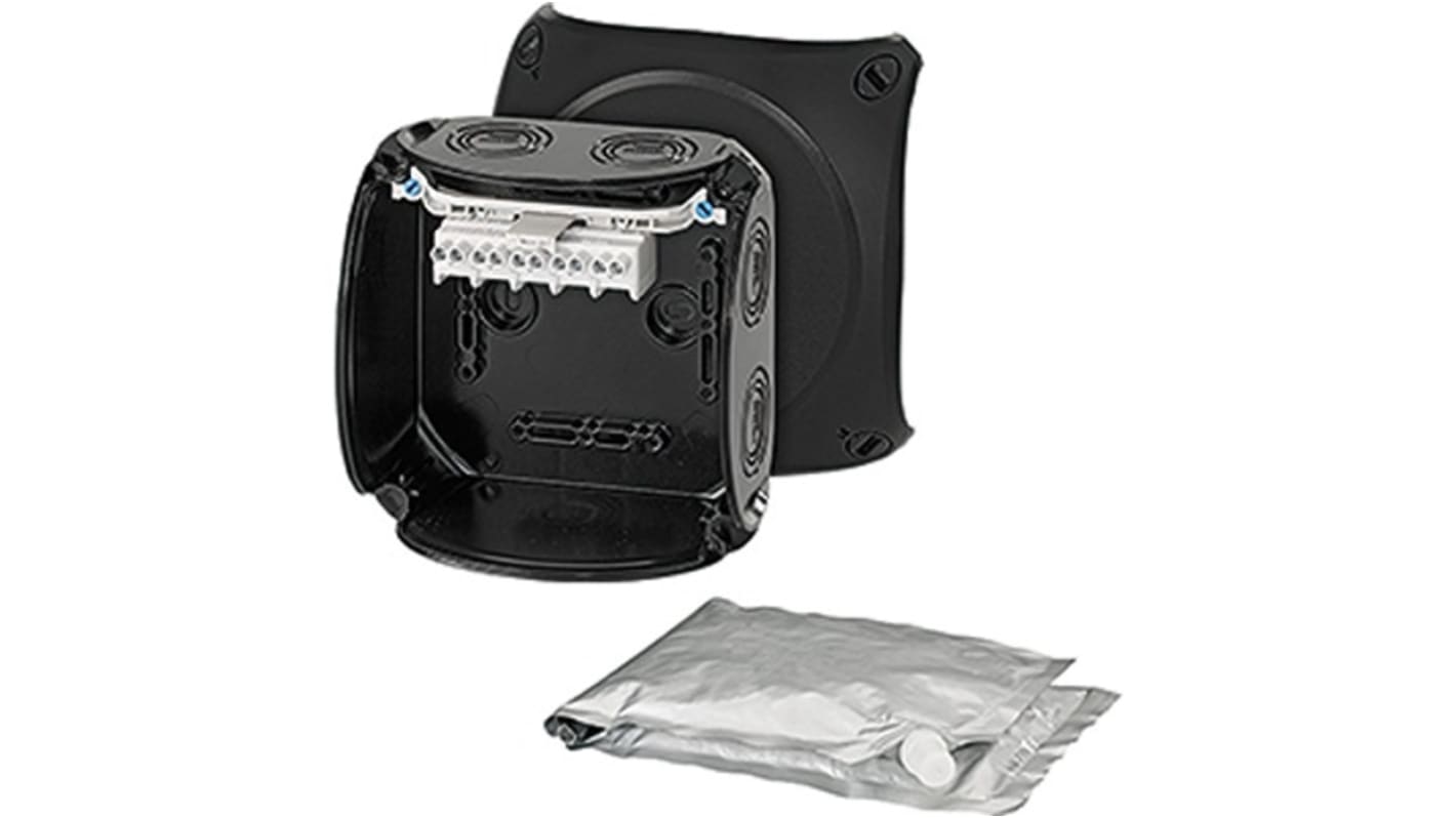 HENSEL WP Series Black Polycarbonate Junction Box, IP68, 77 x 130 x 130mm