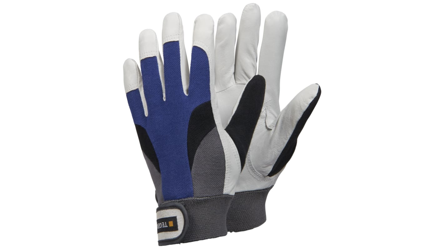 Tegera TEGERA Black, Blue, Grey, White Leather Abrasion Resistant Work Gloves, Size 11