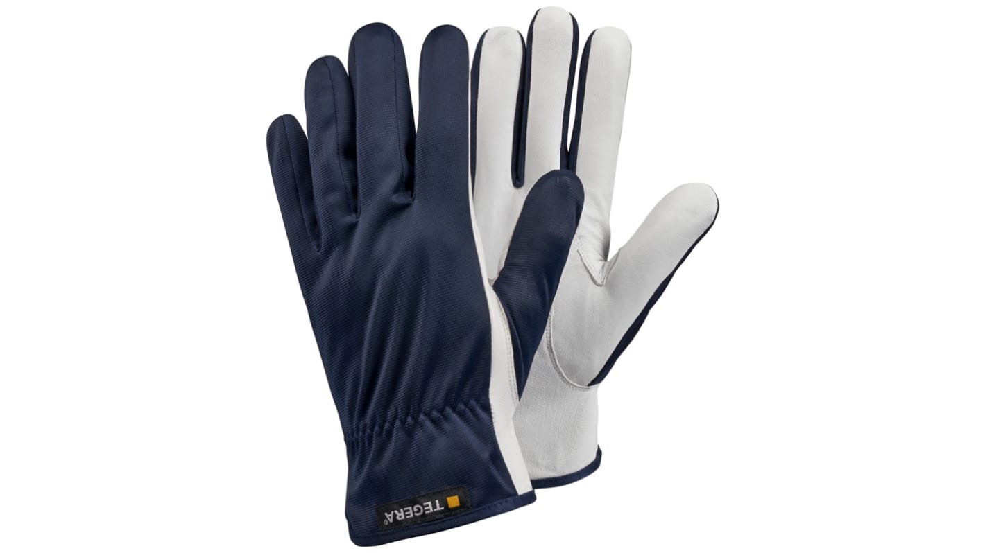 Tegera TEGERA Blue, White Leather Fine Assembly Work Gloves, Size 9