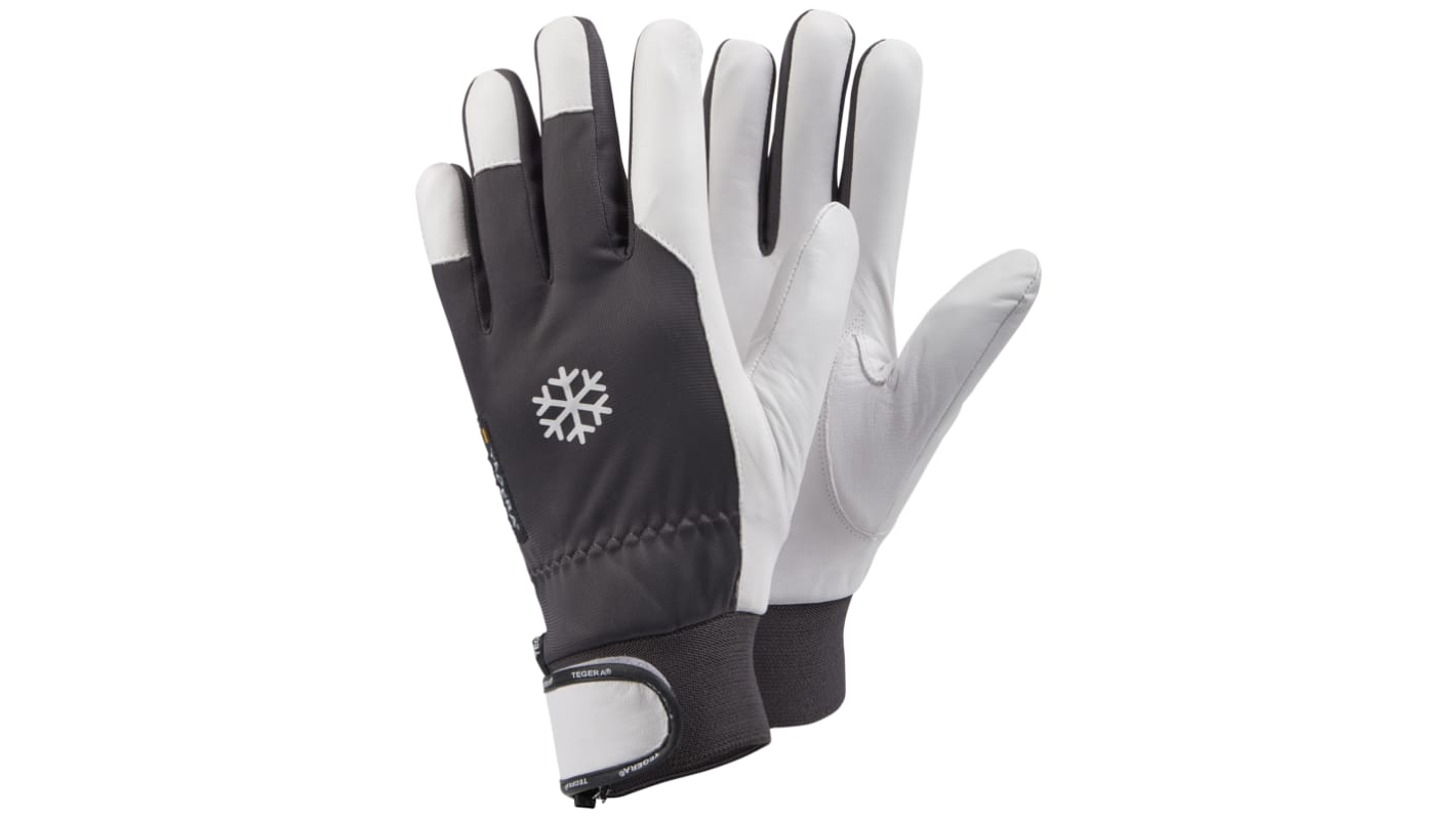 Tegera TEGERA Grey, White Leather Cold Resistant Work Gloves, Size 7