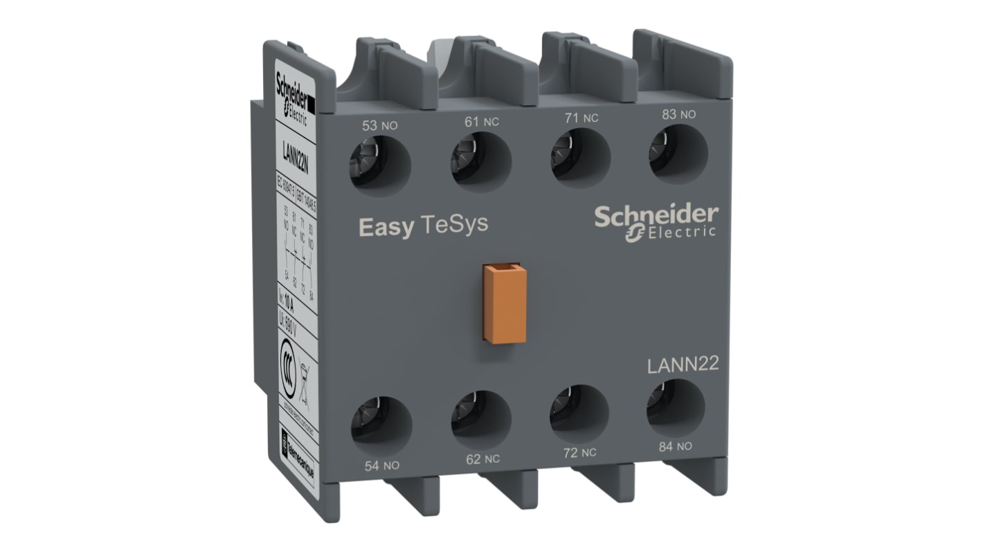 Schneider Electric 辅助触头组, 4个触点, 2 常开 + 2 常闭, 正面安装