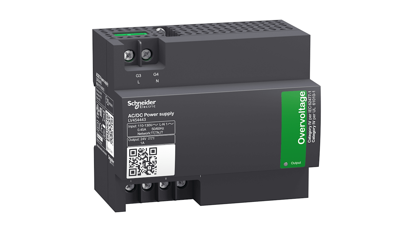Schneider Electric ComPact NSX DIN Rail Power Supply, 93.5 → 143V ac Input, 24V dc dc Output, 1A Output, 24W