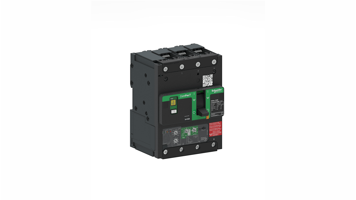 Schneider Electric, ComPacT Circuit breaker 3P 100A, Breaking Capacity 25 KA, Fixed Mount