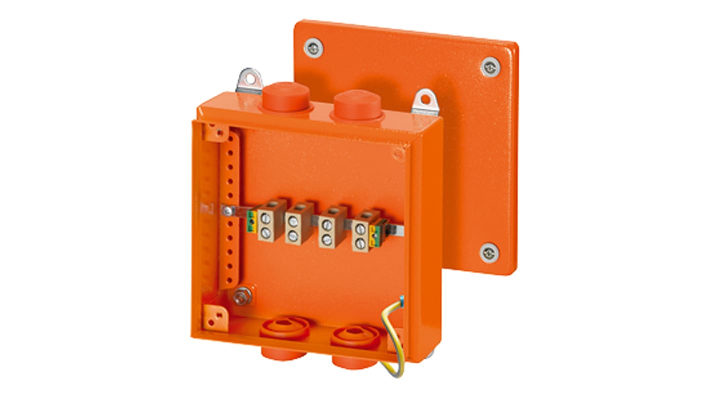 HENSEL Fk Series Orange Sheet Steel Junction Box, IP66, 80 x 200 x 200mm