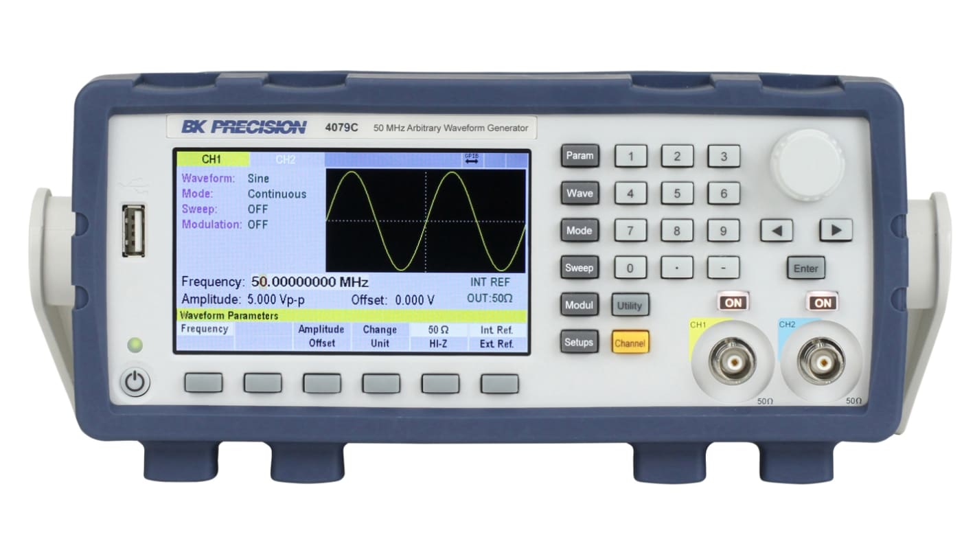 BK Precision 4079C Arbitrary Waveform Generator, 50MHz Max, 2-Channel, 1 MHz Min - With RS Calibration