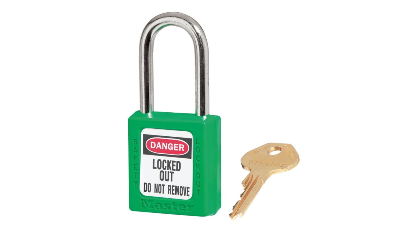Master Lock Green 1-Lock Zenex Thermoplastic Safety Lockout Padlock, 6mm Shackle