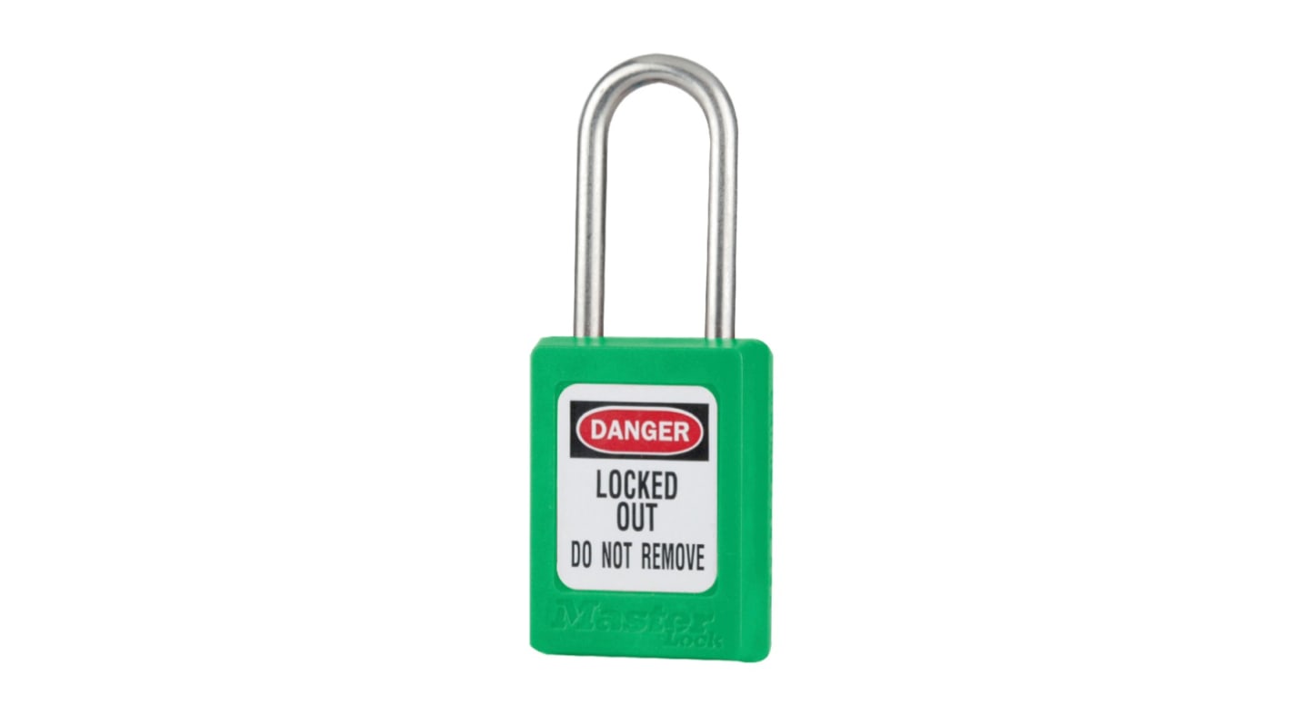 Master Lock Green 1-Lock Zenex Thermoplastic Safety Lockout Padlock, 5mm Shackle