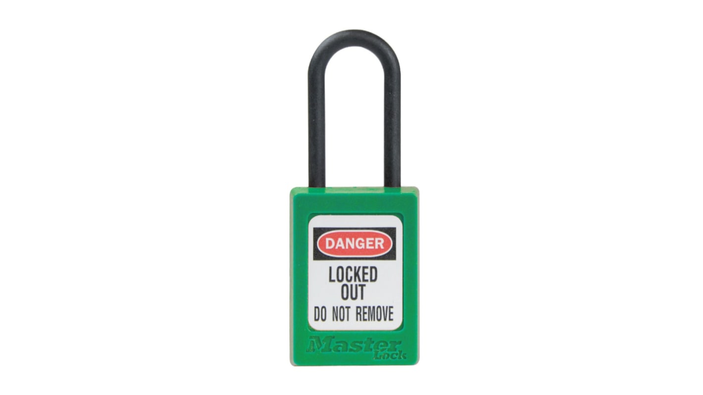 Master Lock Green 1-Lock Zenex Thermoplastic Safety Lockout Padlock, 5mm Shackle