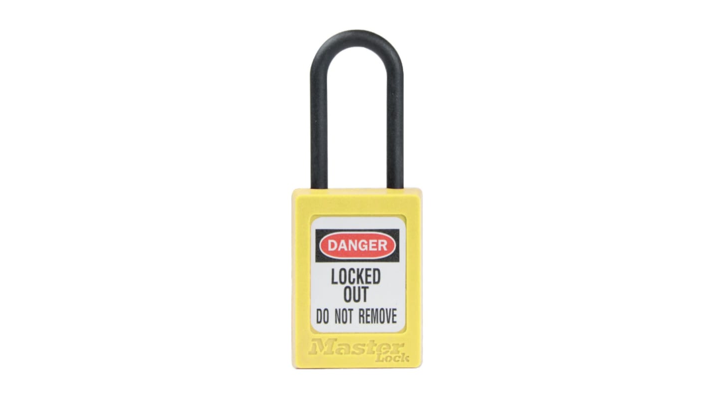 Master Lock Yellow 1-Lock Zenex Thermoplastic Safety Lockout Padlock, 5mm Shackle