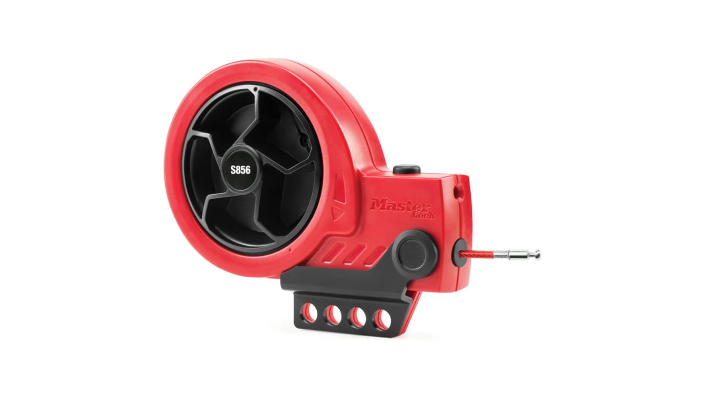 Master Lock Red Steel Core Cable, Thermoplastic Cable Lockout, 9.5mm Shackle
