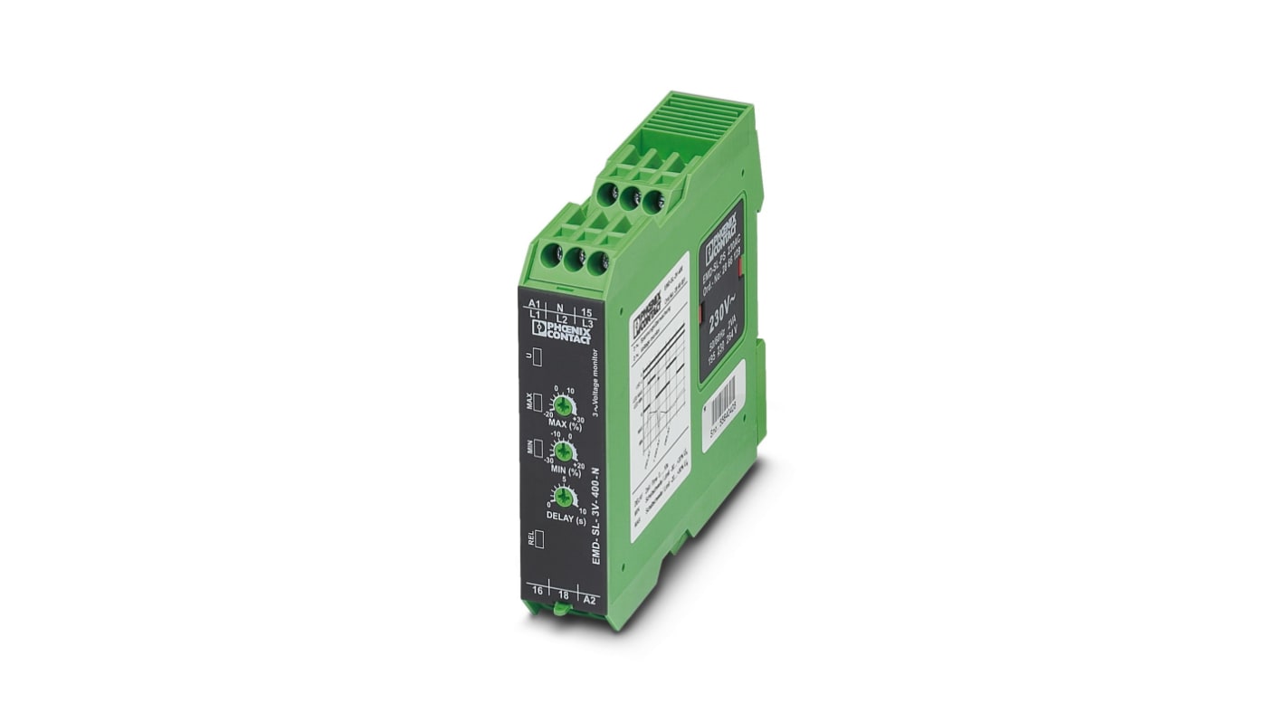 Phoenix Contact Voltage Monitoring Relay, Three Phase, DIN Rail