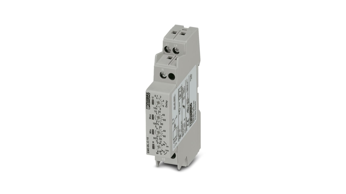 Phoenix Contact Current Monitoring Relay, Single Phase, DIN Rail
