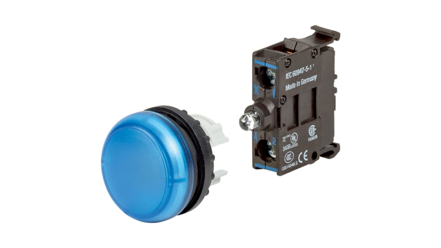 Eaton, M22 Blue Indicator, 22.5mm Cutout, IP66, IP69K, Round