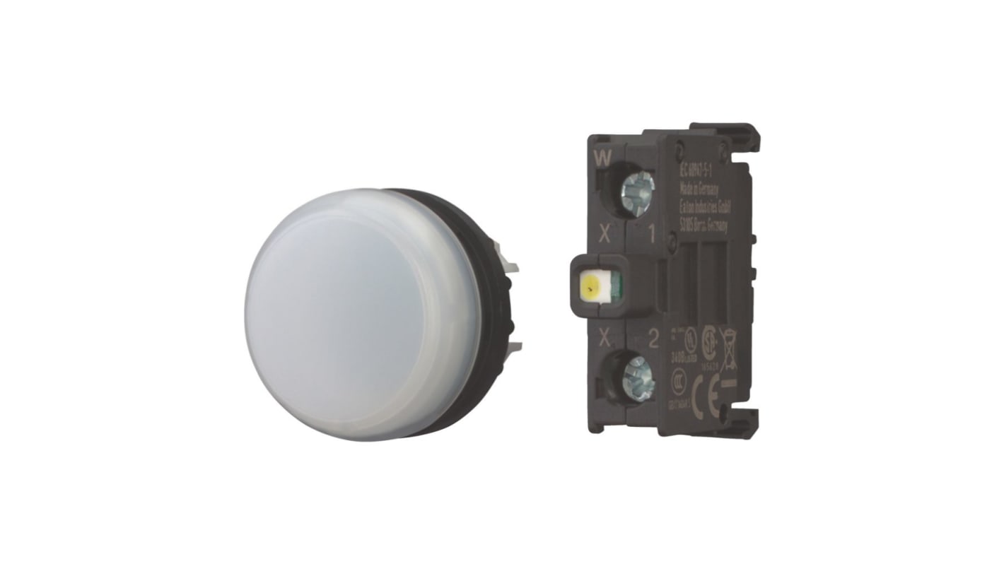 Eaton, M22 White Indicator, 22mm Cutout, IP66, IP69K, Round