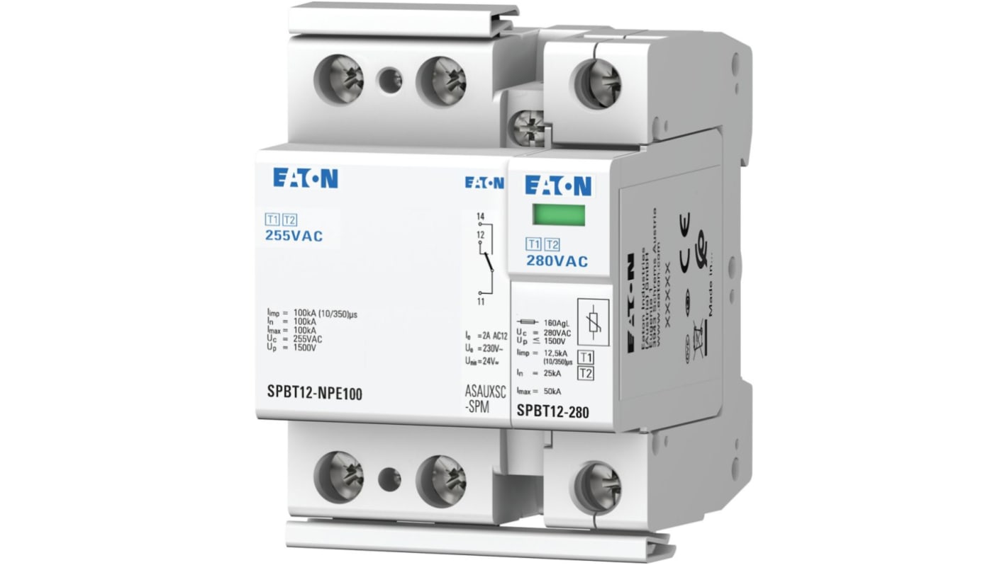 Protector de sobretensiones transitorias FaseÚnico, 12.5kA, 1,5kV, montaje: Carril DIN xPole - SPBT12