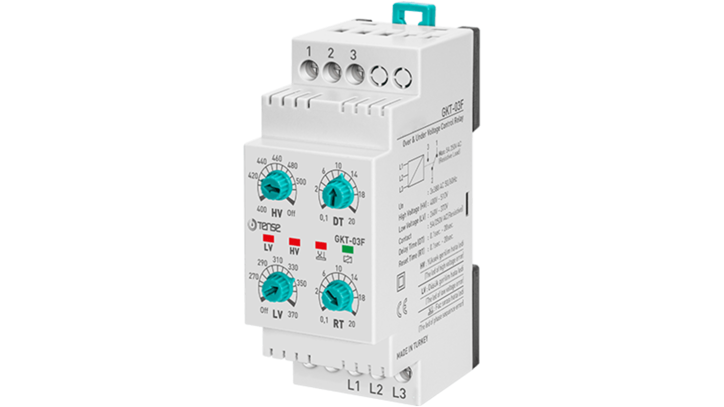 RS PRO Voltage Monitoring Relay, Three Phase, 380V ac, DIN Rail