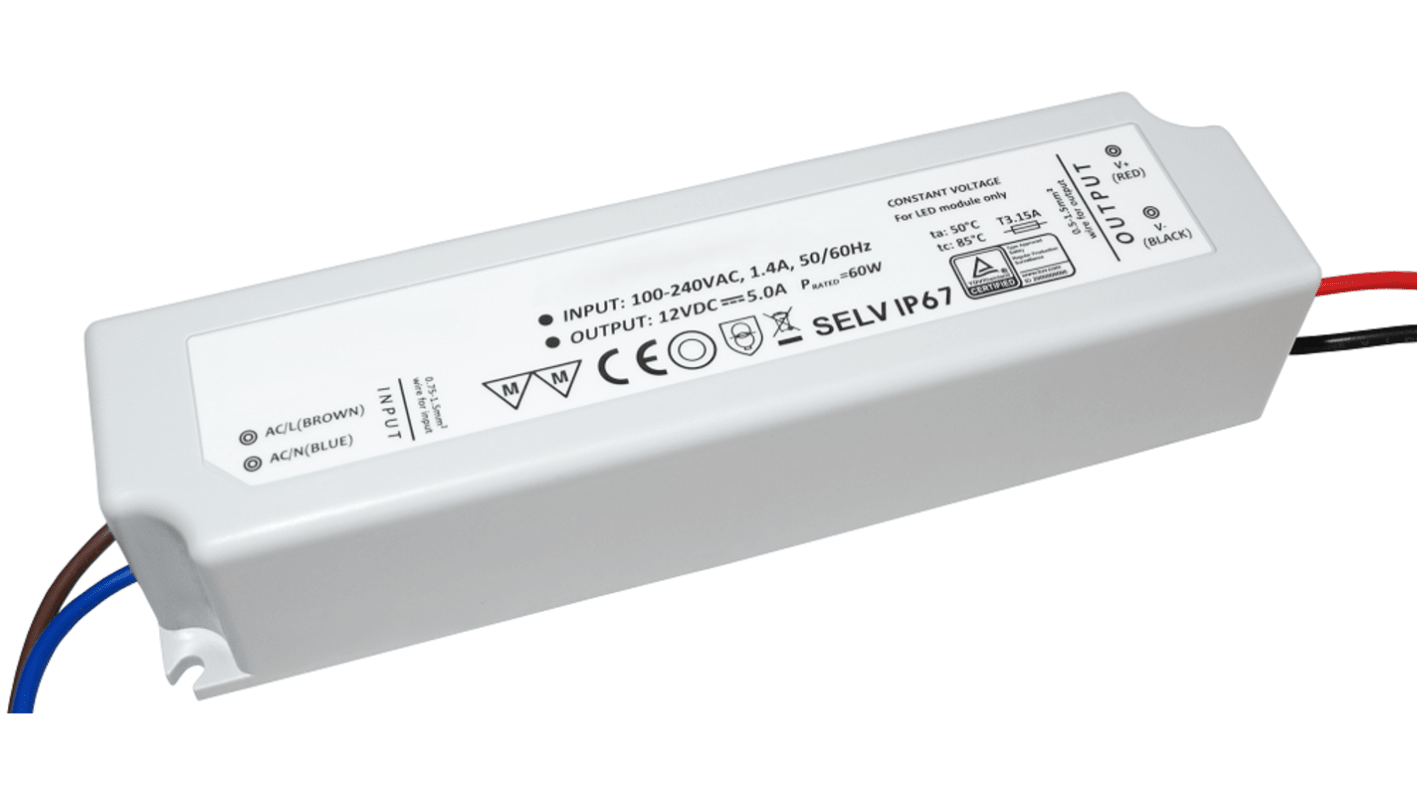 RS PRO 60W LED驱动电源, 输出24V 2.5A