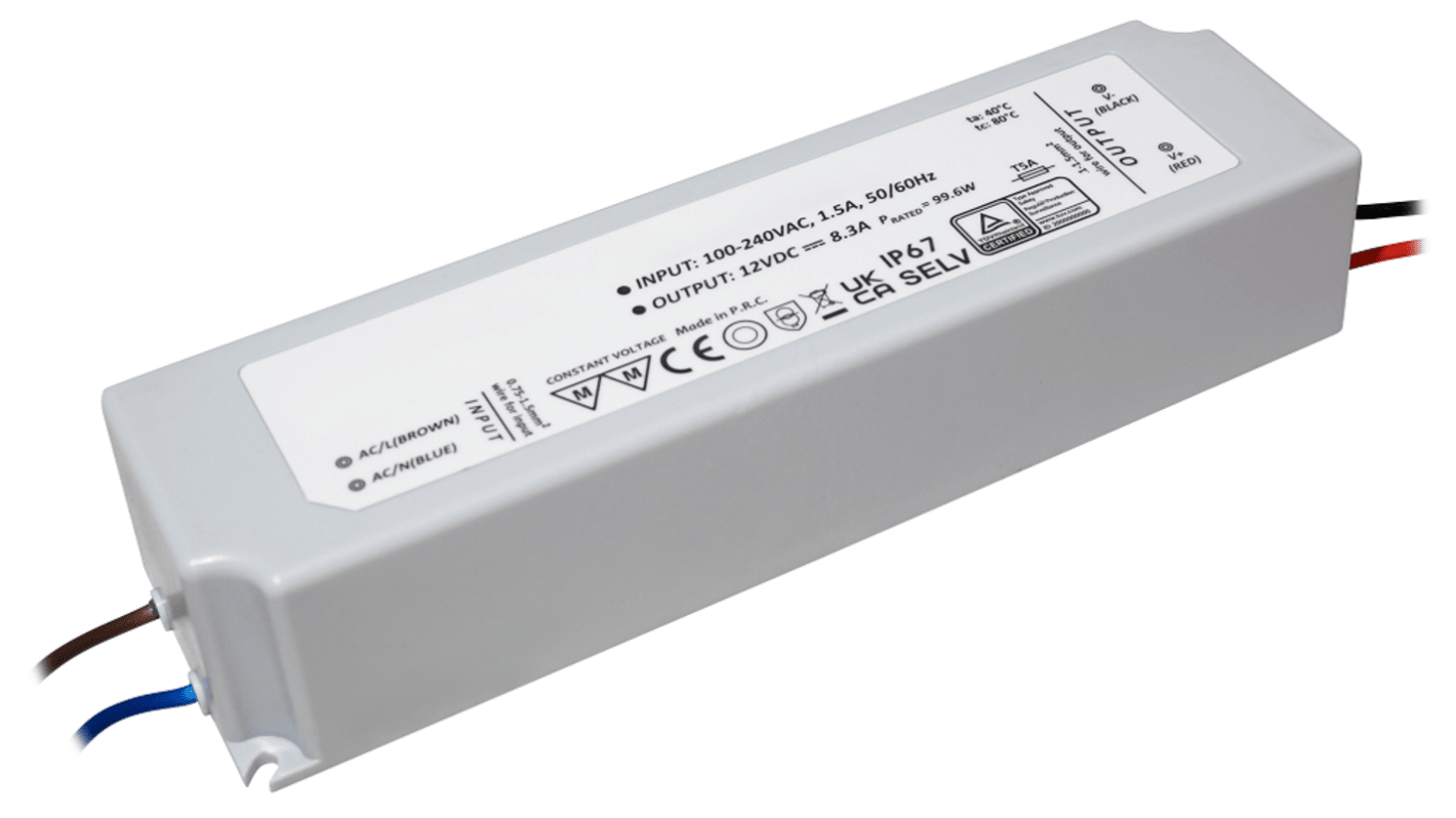 RS PRO 100W LED驱动电源, 输出12V 8.3A