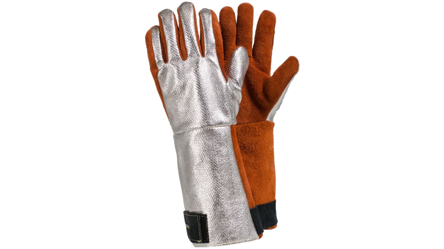 Tegera TEGERA Grey, Red Leather Cut Resistant Work Gloves, Size 8