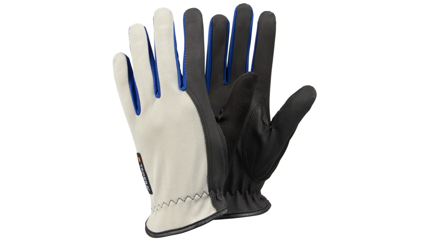 Tegera TEGERA Black, Blue, Grey Synthetic Leather Dry Environment Work Gloves, Size 7