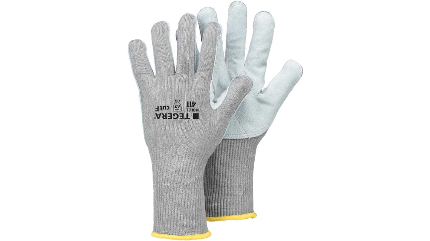 Tegera TEGERA Grey Glass Fibre Thread, HPPE, Polyester, Spandex, Stainless Steel Fibre Yarn Cut Resistant Work Gloves,
