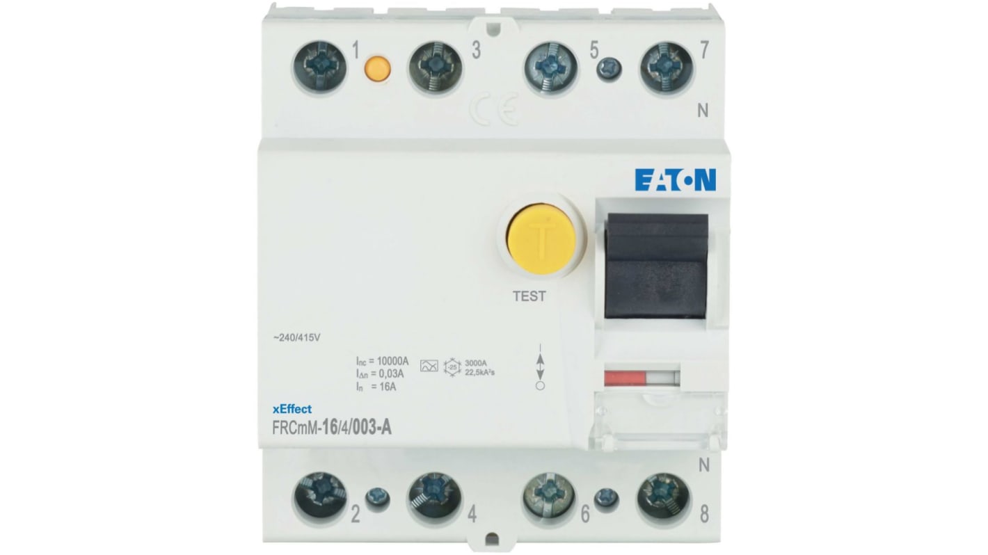 Eaton xEffect - FRCmM RCCB, 16A, 4 Pole, 30mA, Type A, 240/415V ac