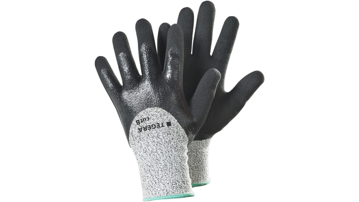 Tegera TEGERA Black, Grey HPPE, Nylon, Spandex Cut Resistant Work Gloves, Size 11, Nitrile, Nitrile Foam Coating