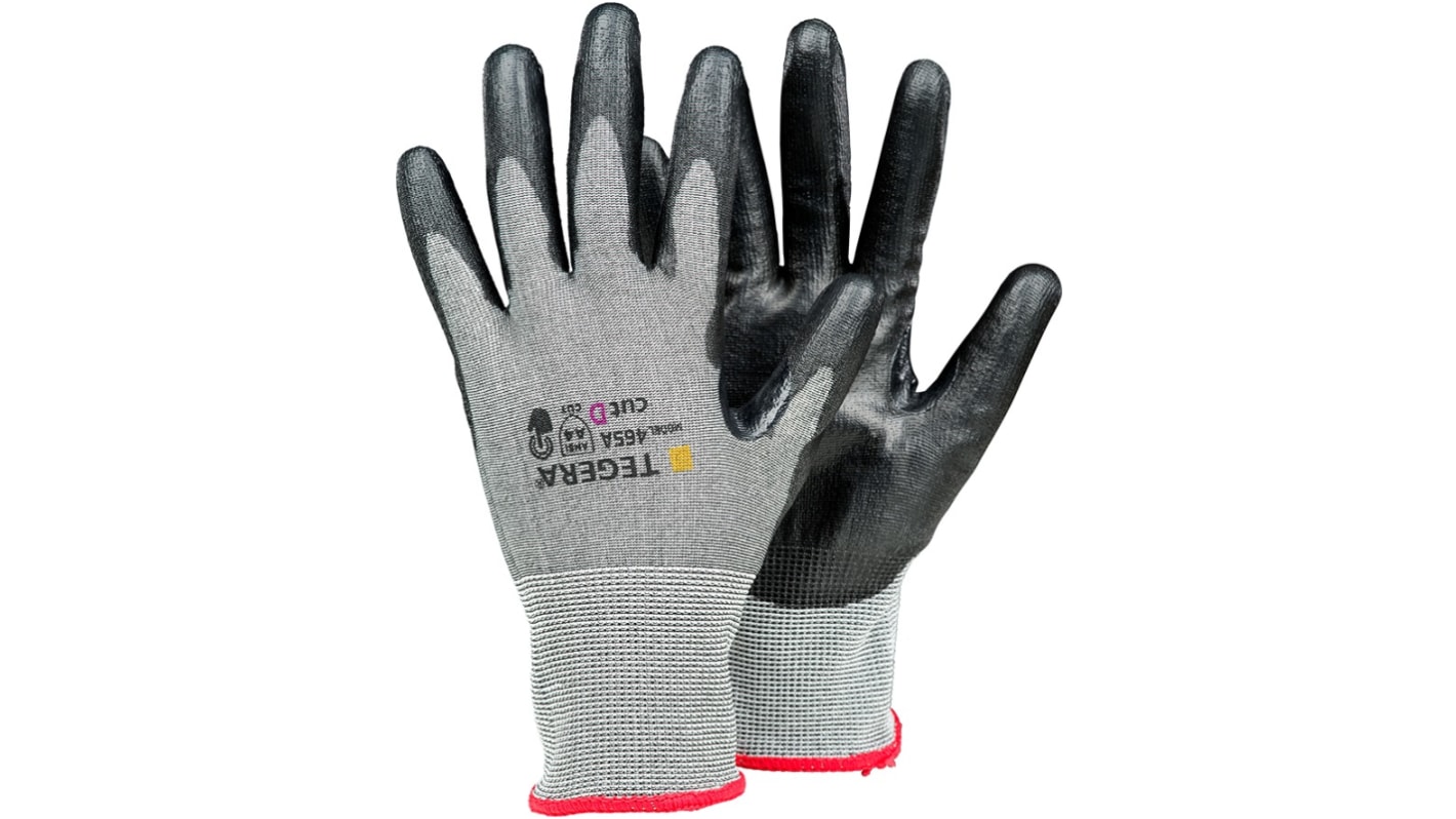 Tegera TEGERA Grey HPPE, Nylon, Spandex, Stainless Steel Fibre Yarn Cut Resistant Work Gloves, Size 12, Polyurethane