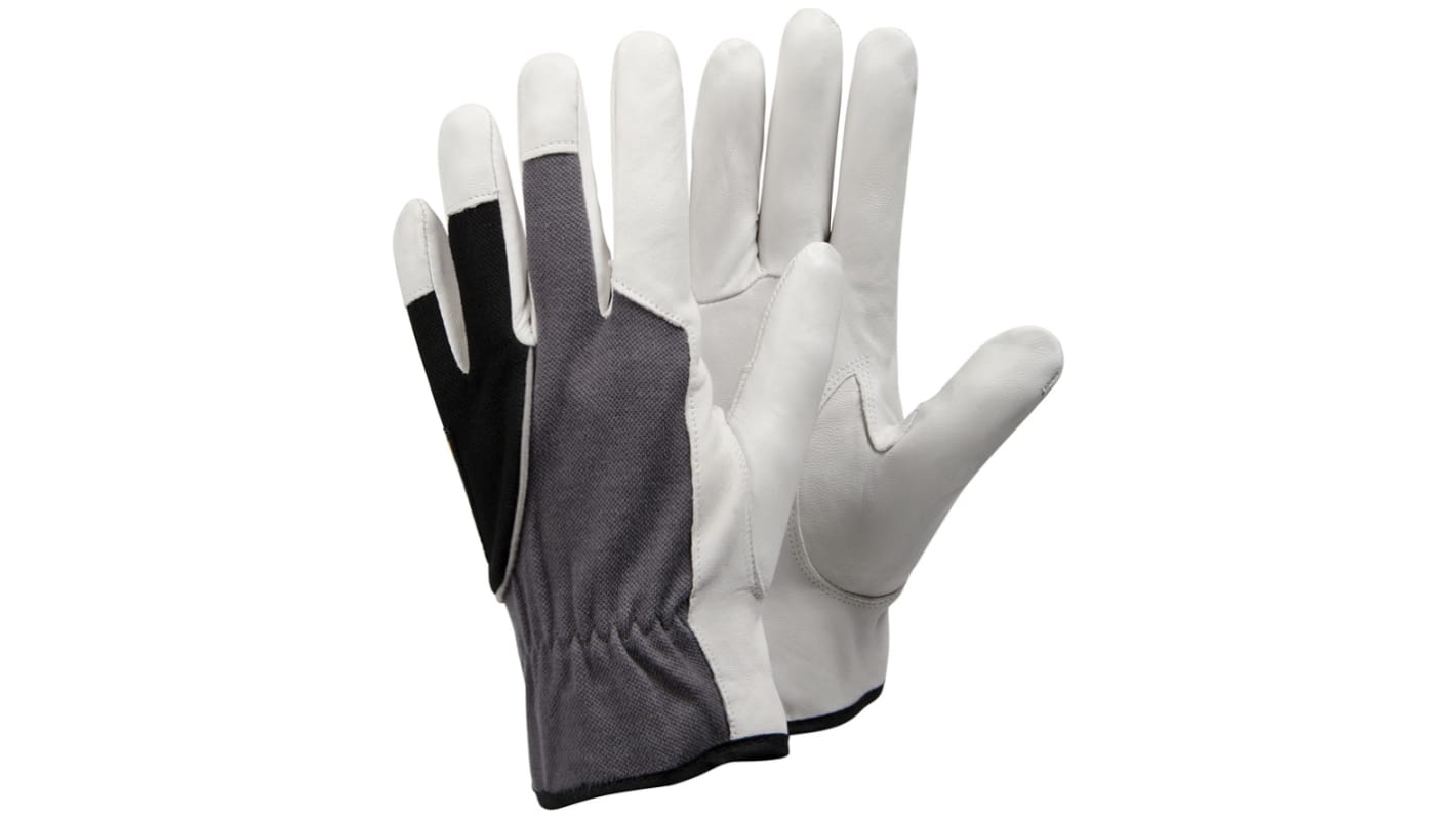 Tegera TEGERA Black, Grey, White Leather Dry Environment Work Gloves, Size 7