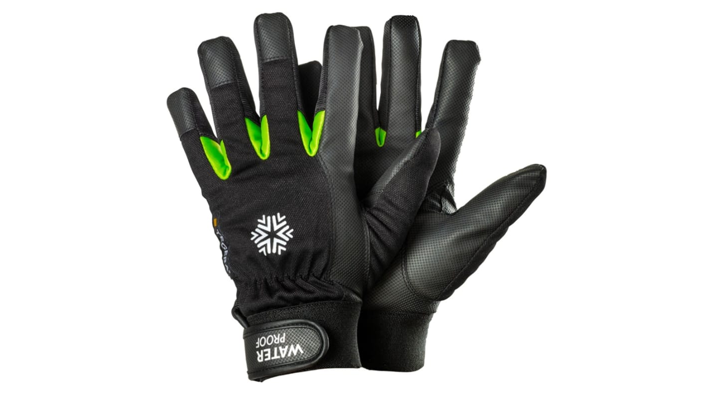 Tegera TEGERA Black, Green Synthetic Leather Waterproof Work Gloves, Size 12